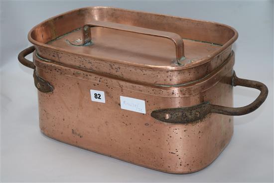 A French copper daubiere 22 x 52cm